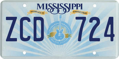 MS license plate ZCD724