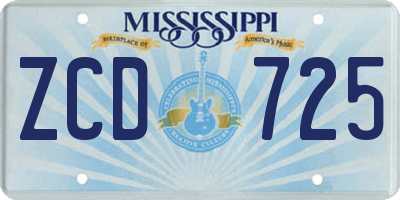 MS license plate ZCD725