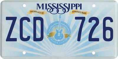 MS license plate ZCD726