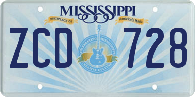 MS license plate ZCD728