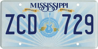 MS license plate ZCD729