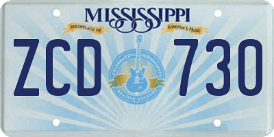 MS license plate ZCD730