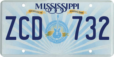 MS license plate ZCD732
