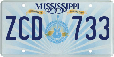 MS license plate ZCD733