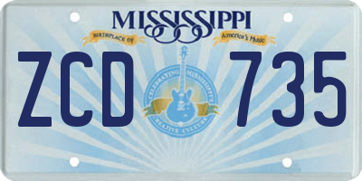 MS license plate ZCD735
