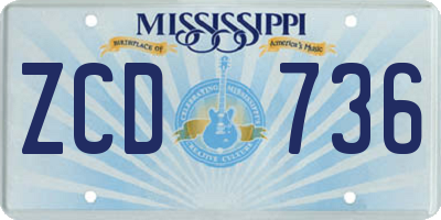 MS license plate ZCD736