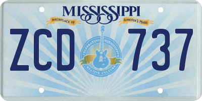 MS license plate ZCD737