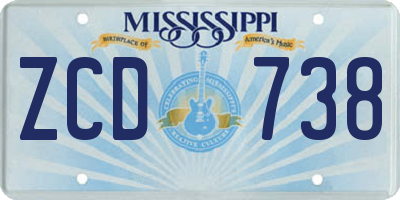 MS license plate ZCD738