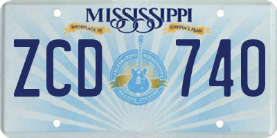 MS license plate ZCD740