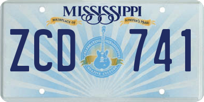 MS license plate ZCD741
