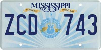MS license plate ZCD743