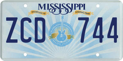 MS license plate ZCD744