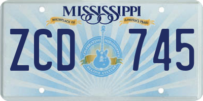 MS license plate ZCD745