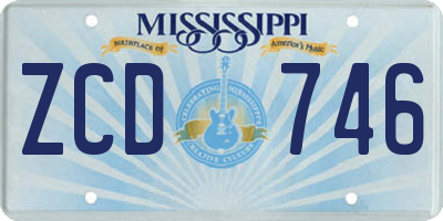 MS license plate ZCD746