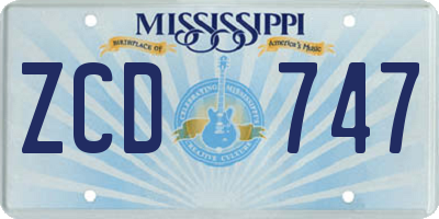 MS license plate ZCD747