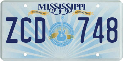 MS license plate ZCD748