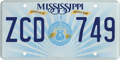 MS license plate ZCD749