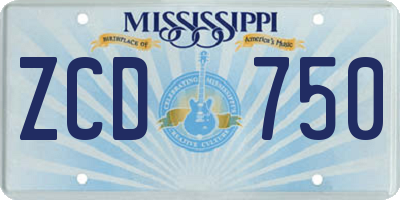 MS license plate ZCD750