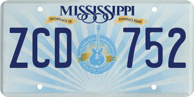 MS license plate ZCD752