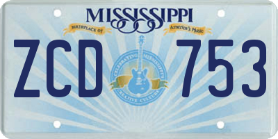 MS license plate ZCD753