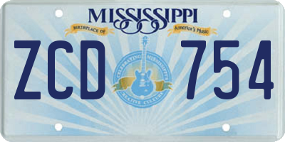 MS license plate ZCD754