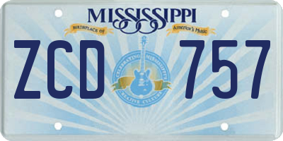 MS license plate ZCD757