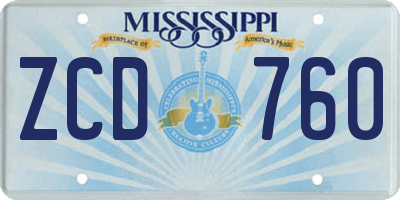 MS license plate ZCD760