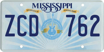 MS license plate ZCD762