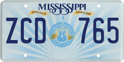 MS license plate ZCD765