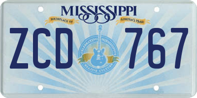 MS license plate ZCD767