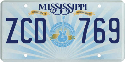 MS license plate ZCD769