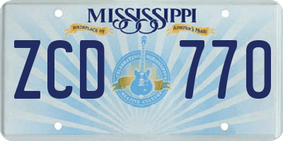 MS license plate ZCD770