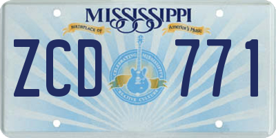 MS license plate ZCD771