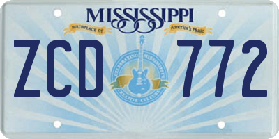 MS license plate ZCD772