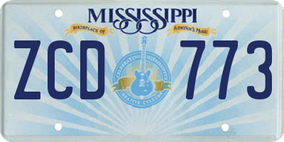 MS license plate ZCD773