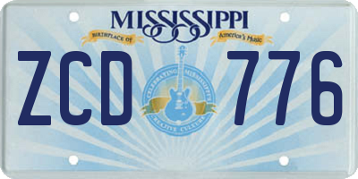 MS license plate ZCD776