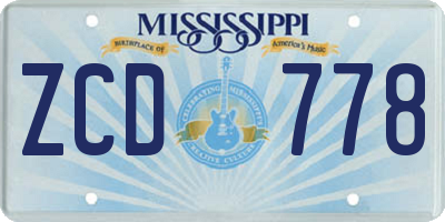 MS license plate ZCD778