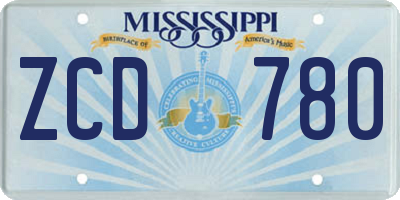 MS license plate ZCD780
