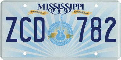 MS license plate ZCD782