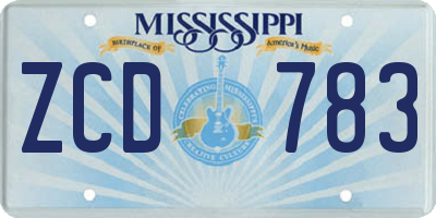 MS license plate ZCD783
