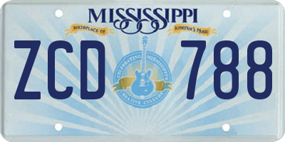 MS license plate ZCD788