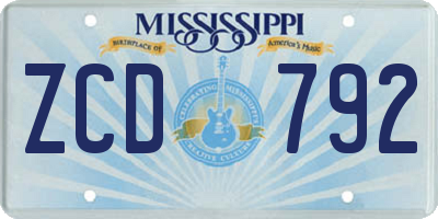 MS license plate ZCD792