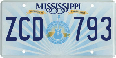 MS license plate ZCD793