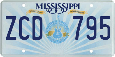 MS license plate ZCD795