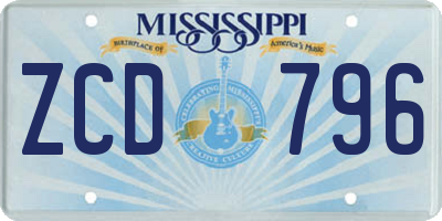 MS license plate ZCD796