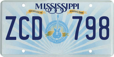 MS license plate ZCD798