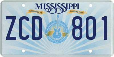 MS license plate ZCD801
