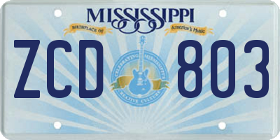 MS license plate ZCD803
