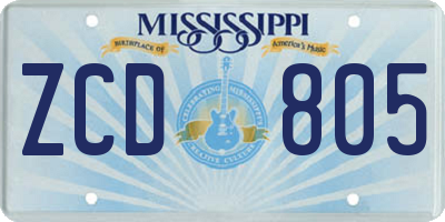 MS license plate ZCD805