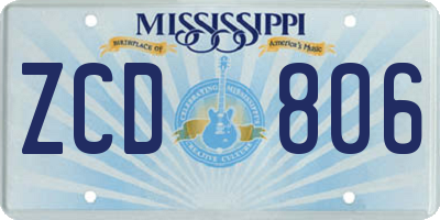 MS license plate ZCD806